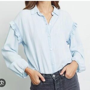 Rails willow ruffled cotton chambray shirt